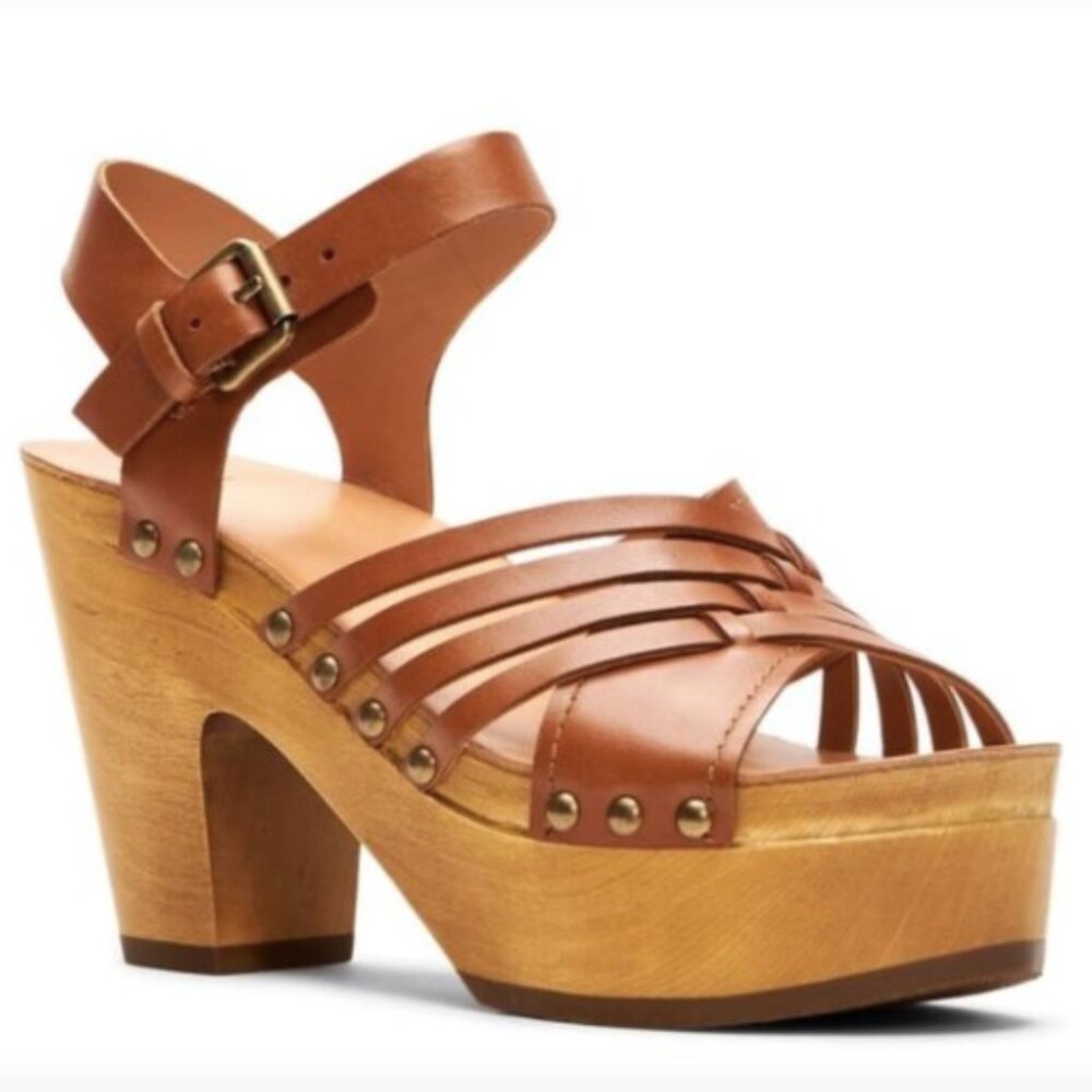 BRAND NEW + Free Shipping - Frye GRETA Leather Platform Clog Sandal 8.5 / 39